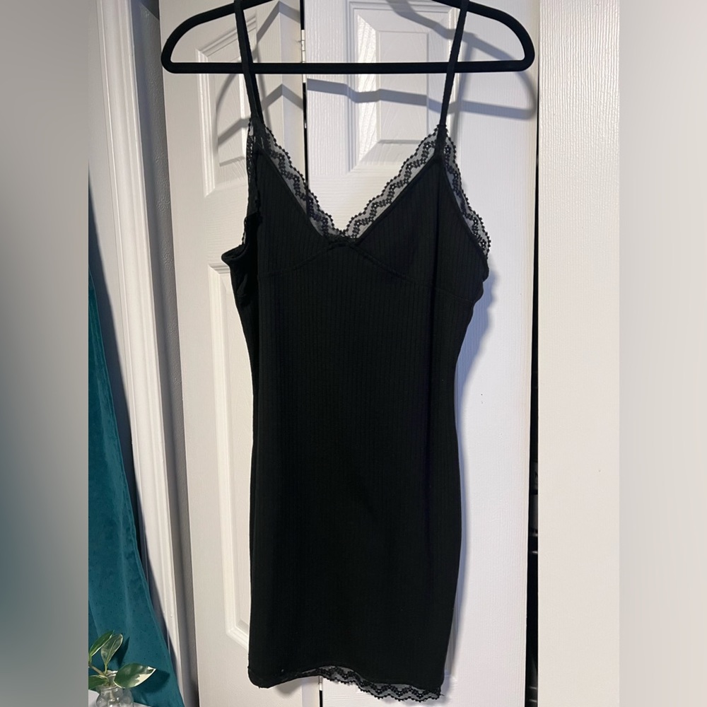 F21 ribbed cotton & lace slip dress